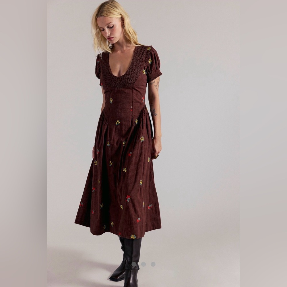 NWT Free People Maisie Embroidered Midi Dress - Medium - Picture 2 of 12